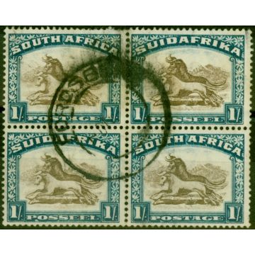 South Africa 1932 1s Brown & Deep Blue SG48bw Wmk Inverted Good Used Block of 4