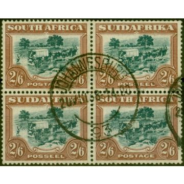 South Africa 1932 2s6d Green & Brown SG49 Good Used Block of 4