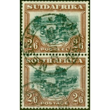 South Africa 1932 2s6d Green & Brown SG49 Good Used Vertical Pair