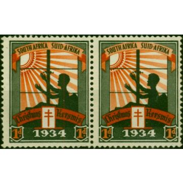 South Africa 1934 1d Christmas Label Fine MNH Pair 