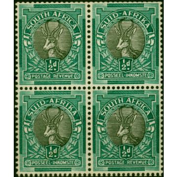 South Africa 1936 1/2d Grey & Green SG54aw Wmk Upright Fine MNH Block of 4 