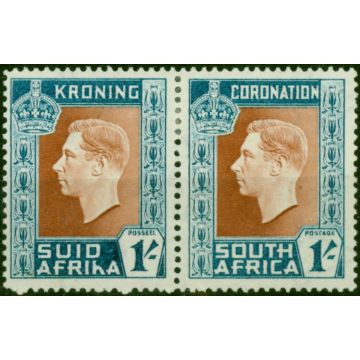 South AFrica 1937 1s Red-Brown & Turquoise-Black SG75a 'Hypen Omitted' Fine MM 