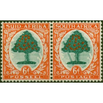 South Africa 1937 6d Green & Vermilion SG61a 'Falling Ladder Flaw' Fine LMM 