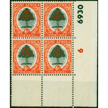 South Africa 1950 6d Green & Red-Orange SG119 V.F VLMM & MNH Block of 4 (2)