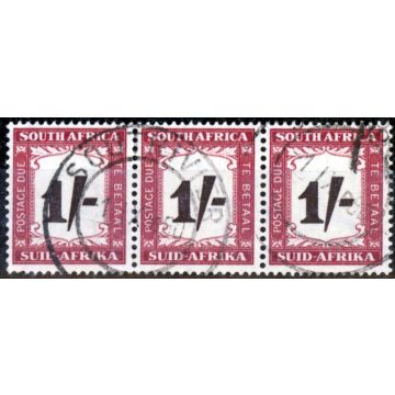 South Africa 1958 1s Black-Brown & Purple-Brown SGD44 Fine Used Strip of 3 (1) 