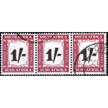 South Africa 1958 1s Black-Brown & Purple-Brown SGD44 Fine Used Strip of 3 (2) 