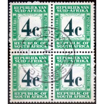 South Africa 1961 4c Dp Mtrle-Green & Lt Emerald SGD54 Fine Used Block of 4