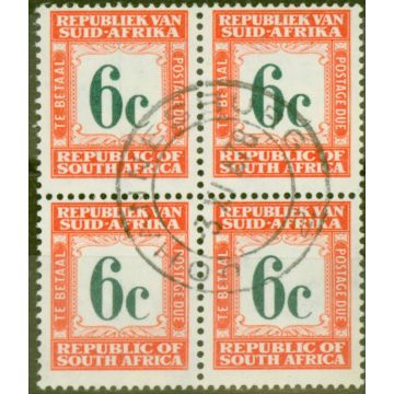 South Africa 1961 6c Dp Green & Red-Orange SGD57 V.F.U Block of 4 (3)
