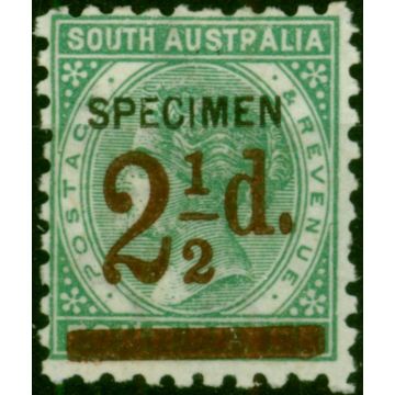 South Australia 1891 2 1/2d on 4d Pale Green Specimen SG229sVar 'Austpalia' Fine MM 