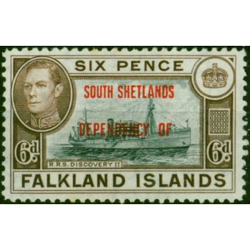 South Shetlands 1945 6d Blue-Black & Brown SGD6a Fine MNH 