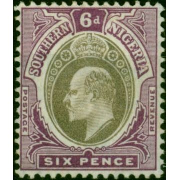 Southern Nigeria 1906 6d Grey-Black & Bright Purple SG27a Chalk Fine MM 