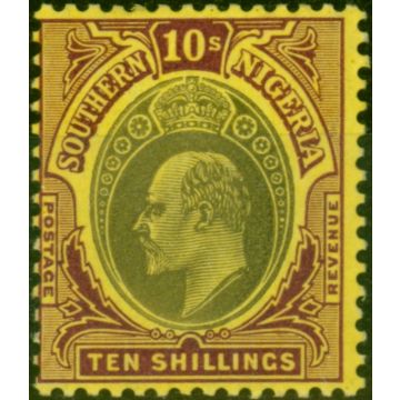 Southern Nigeria 1908 10s Grey-Black & Purple-Yellow SG31 Superb Very Lightly Mtd Mint