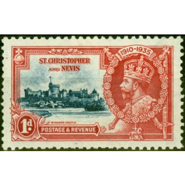 St Christopher & Nevis 1935 1d Dp Blue & Scarlet SG61k Kite & Vertical Log Fine Mtd Mint 