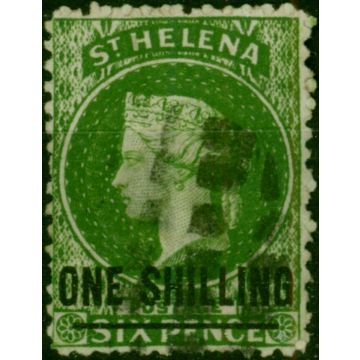 St Helena 1864 1s Deep Yellow-Green SG17 Type A Fine Used 