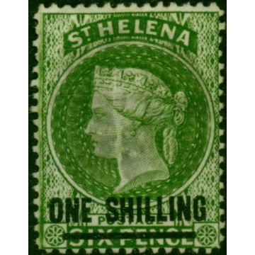 St Helena 1880 1s Yellow-Green SG30 Type B P.14 Fine Used 