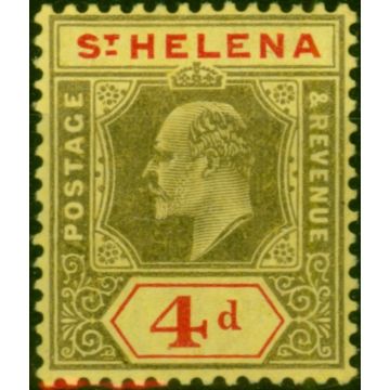 St Helena 1908 4d Black & Red-Yellow SG66 Fine LMM 
