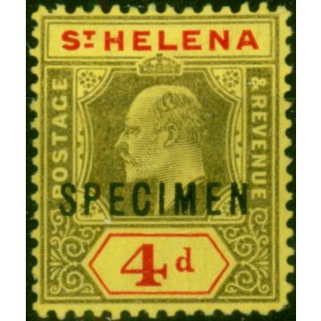 St Helena 1908 4d Black & Red-Yellow Specimen SG66s Fine MM 