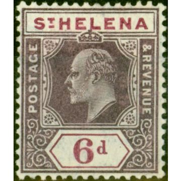 St Helena 1908 6d Dull & Deep Purple SG67a Damaged Frame & Crown Fine & Fresh Mtd Mint Scarce 