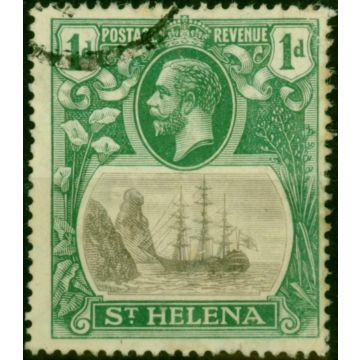 St Helena 1922 1d Grey & Green SG98a 'Broke Mainmast' Fine Used 