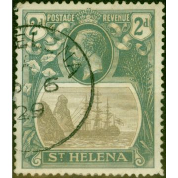 St Helena 1923 2d Grey & Slate SG100a 'Broken Mainmast' V.F.U