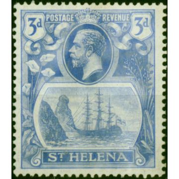 St Helena 1923 3d Bright Blue SG101b 'Torn Flag' Fine LMM (2)