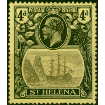 St Helena 1923 4d Grey & Black-Yellow SG92 Fine MM