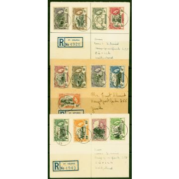 St Helena 1953 Set of 13 SG153-165 on 3 Reg Covers to Zurich Fine & Attractive