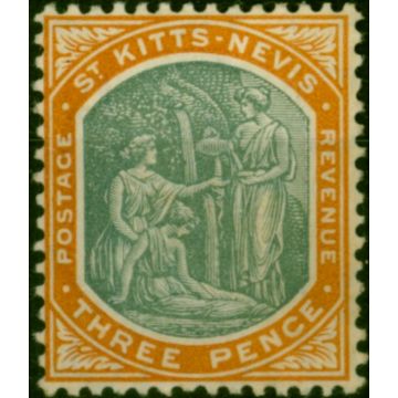 St Kitts Nevis 1905 3d Deep Green & Orange SG18 Fine MM 