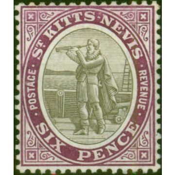 St Kitts & Nevis 1908 6d Grey-Black & Deep Purple SG19a Fine LMM 