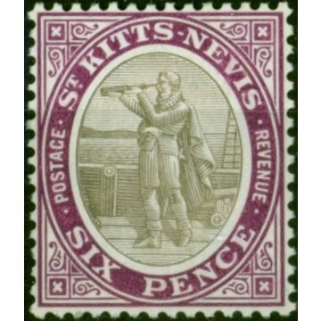 St Kitts Nevis 1908 6d Grey-Black & Deep Purple SG19a Fine LMM