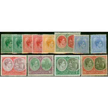 St Kitts & Nevis 1938-50 Set of 12 to 2s6d SG68-76 Fine MM CV £114 