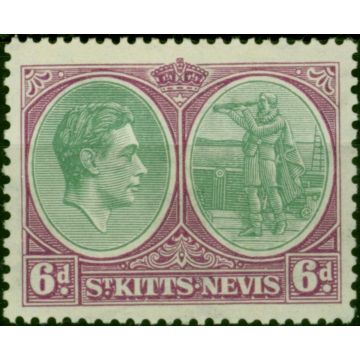 St Kitts Nevis 1938 6d Green & Bright Purple SG74 Fine LMM (2) 