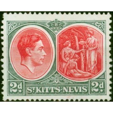 St Kitts Nevis 1941 2d Carmine & Deep Grey SG71a Chalk Fine LMM 