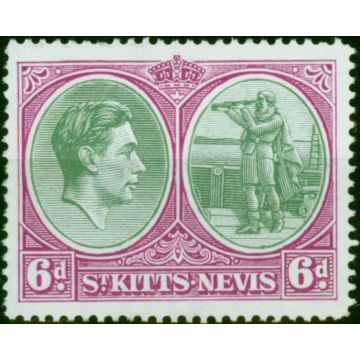 St Kitts & Nevis 1948 6d Green & Purple SG74d V.F VLMM 