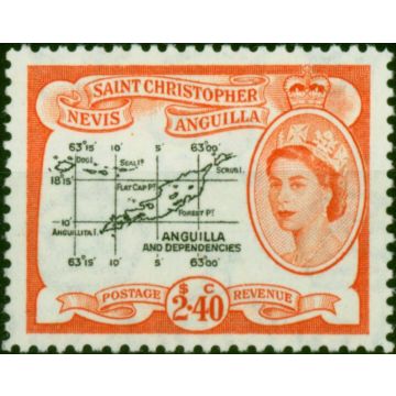 St Kitts Nevis 1957 $2.40 Black & Red-Orange SG117b V.F MNH 