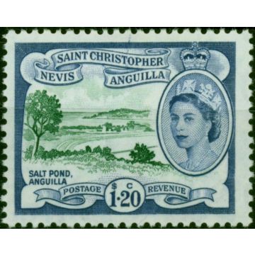 St Kitts Nevis 1963 $1.20 Deep Green & Violet-Blue SG117a V.F MNH 