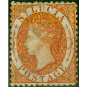 St Lucia 1864 (1s) Orange SG14b Fine Unused 