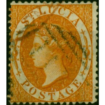 St Lucia 1876 (1s) Deep Orange SG18aw Wmk Reversed Fine Used 