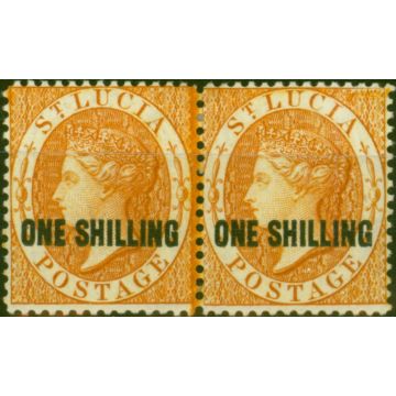 St Lucia 1882 1s Orange SG29 V.F LMM Pair Scarce 