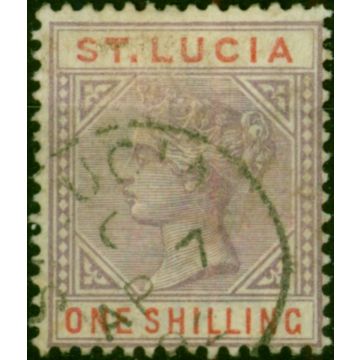 St Lucia 1887 1s Dull Mauve & Red SG42 Good Used 