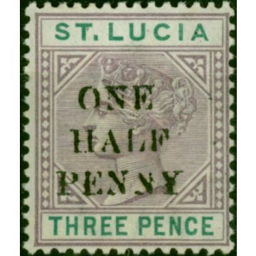 St Lucia 1891 1/2d on 3d Dull Mauve & Green SG53 V.F MNH 
