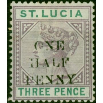 St Lucia 1891 1/2d on 3d Dull Mauve & Green SG56 Fine LMM 