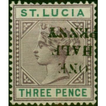 St Lucia 1891 1/2d on 3d Dull Mauve & Green SG56b Surch Inverted Fine MM Rare Holcombe Cert