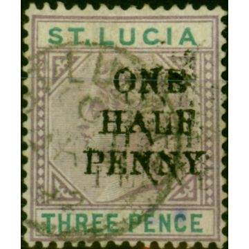 St Lucia 1891 1/2d on Half 3d Dull Mauve & Grn SG56a & 56c Surch Double & Both Sides Rare
