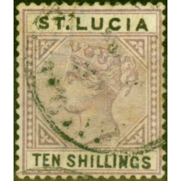 St Lucia 1891 10s Dull Mauve & Black SG52 Good Used