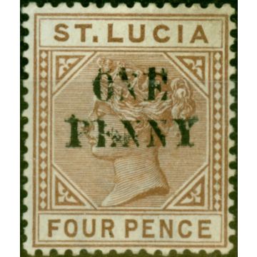 St Lucia 1891 1d on 4d Brown SG55a Surch Double Fine Mtd Mint