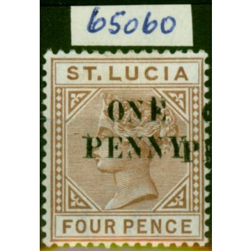 St Lucia 1891 1d on 4d Brown SG55a 'Surch Partly Doubled' Fine & Fresh MM Royal Cert