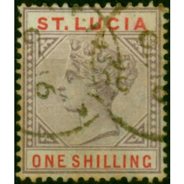 St Lucia 1891 1s Dull Mauve & Red SG50 Good Used 