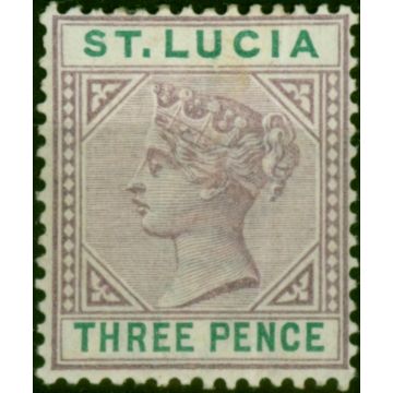 St Lucia 1891 3d Dull Mauve & Green SG47 Good MM