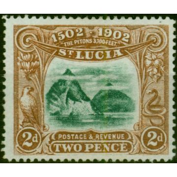 St Lucia 1902 2d Green & Brown SG63 Fine MM